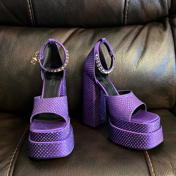 Versace aevitas crystal embellished Medusa logo platform sandals heels NEW - Picture 3 of 11